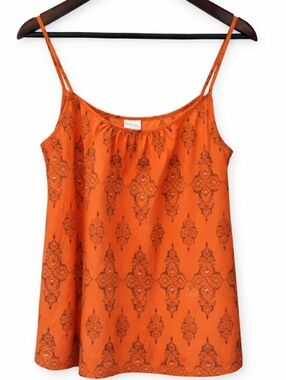 Merona Orange Moroccan-tile Inspired Boho Camisole Top Sz Lg